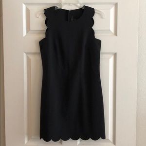 J Crew Scalloped Black Sleeveless A-line Dress